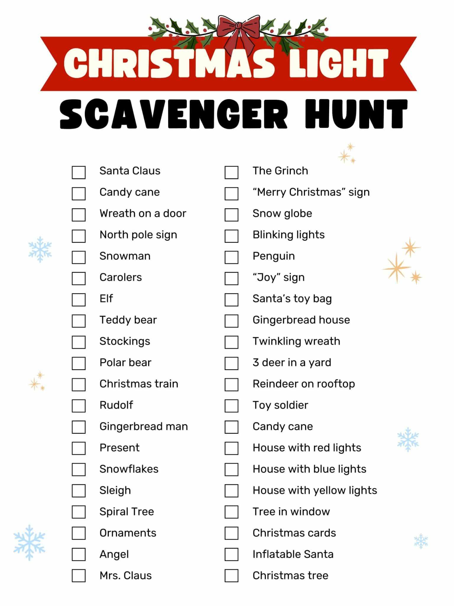 Christmas Light Scavenger Hunt Free Printable - Goally throughout Christmas Light Scavenger Hunt Free Printable