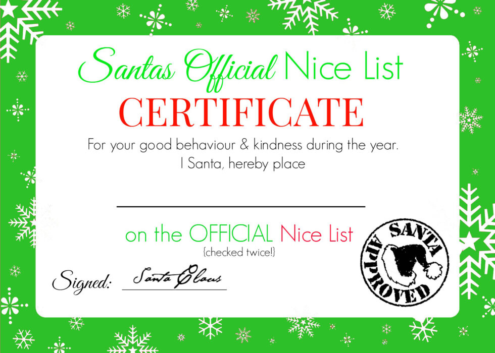 Christmas Nice List Certificate - Free Printable! - Super Busy Mum in Santa Nice List Certificate Free Printable