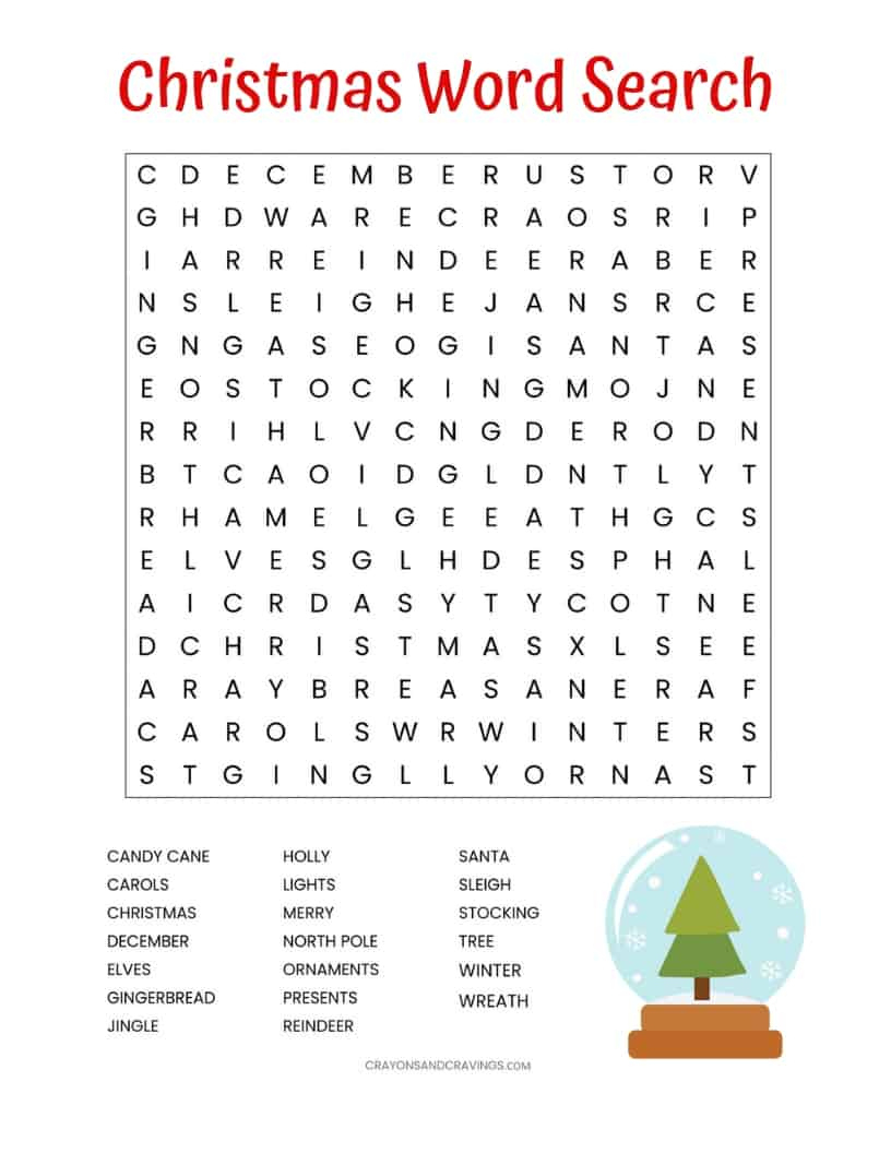Christmas Word Search Printable (For Kids Or Adults) in Holiday Word Search Printable Free