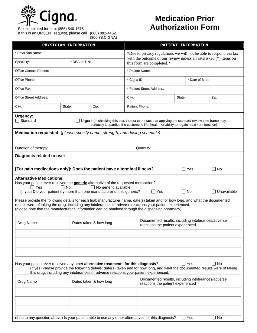 Cigna Prior Auth Form ≡ Fill Out Printable Pdf Forms Online intended for Printable Medical Prior Authorization Form Template