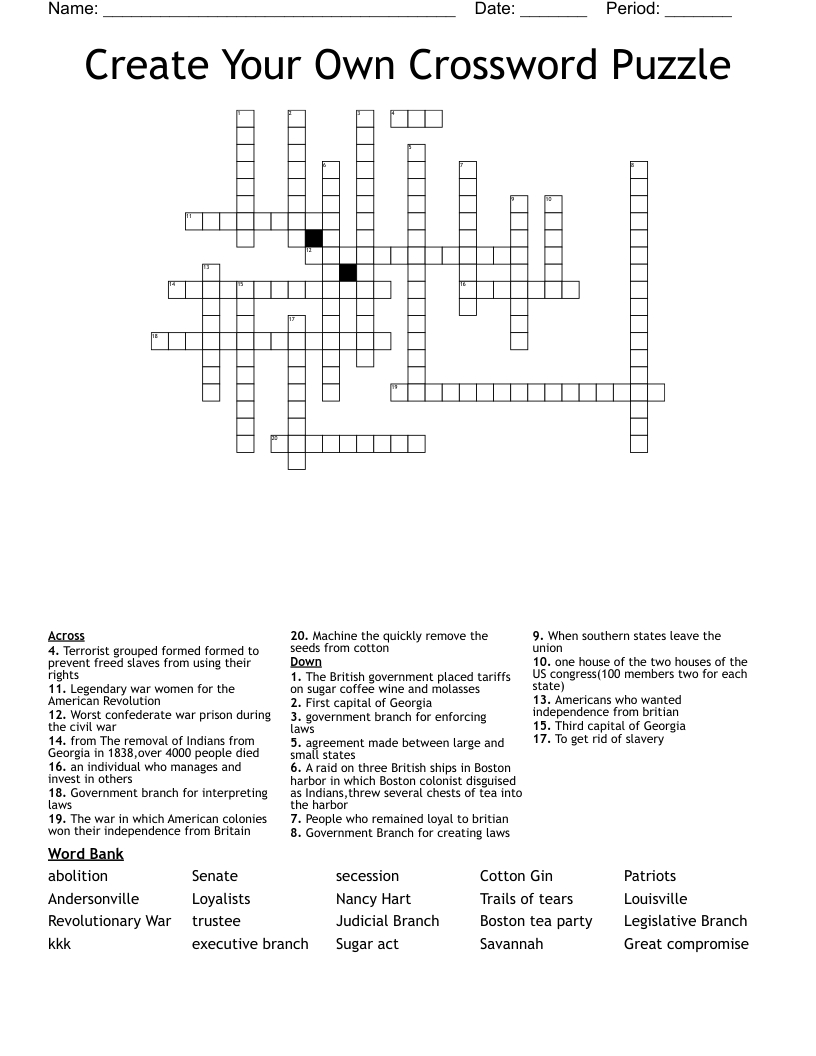 Create Your Own Crossword Puzzle - Wordmint with Make Your Own Crossword Printable