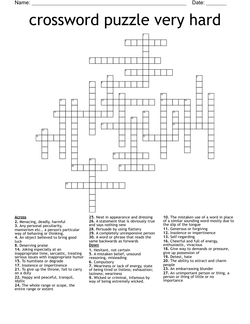 Crossword Puzzle Very Hard - Wordmint with regard to Free Printable Hard Crossword Puzzles