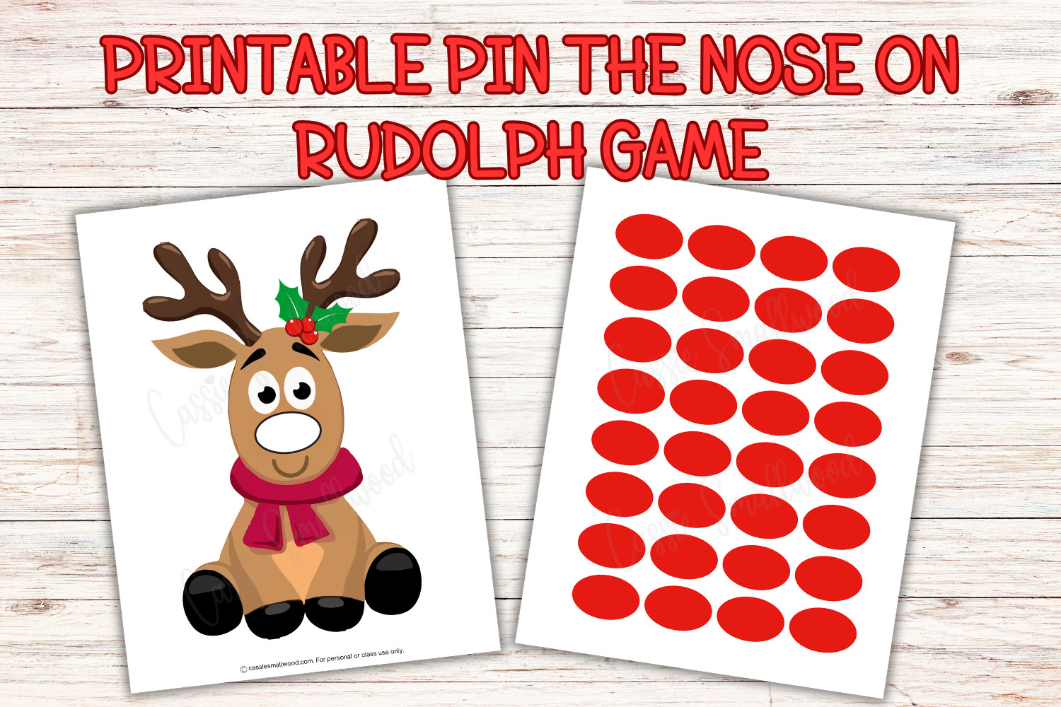 Cute Pin The Nose On Rudolph Game (Free Printable) - Cassie Smallwood pertaining to Pin the Nose on Rudolph Printable