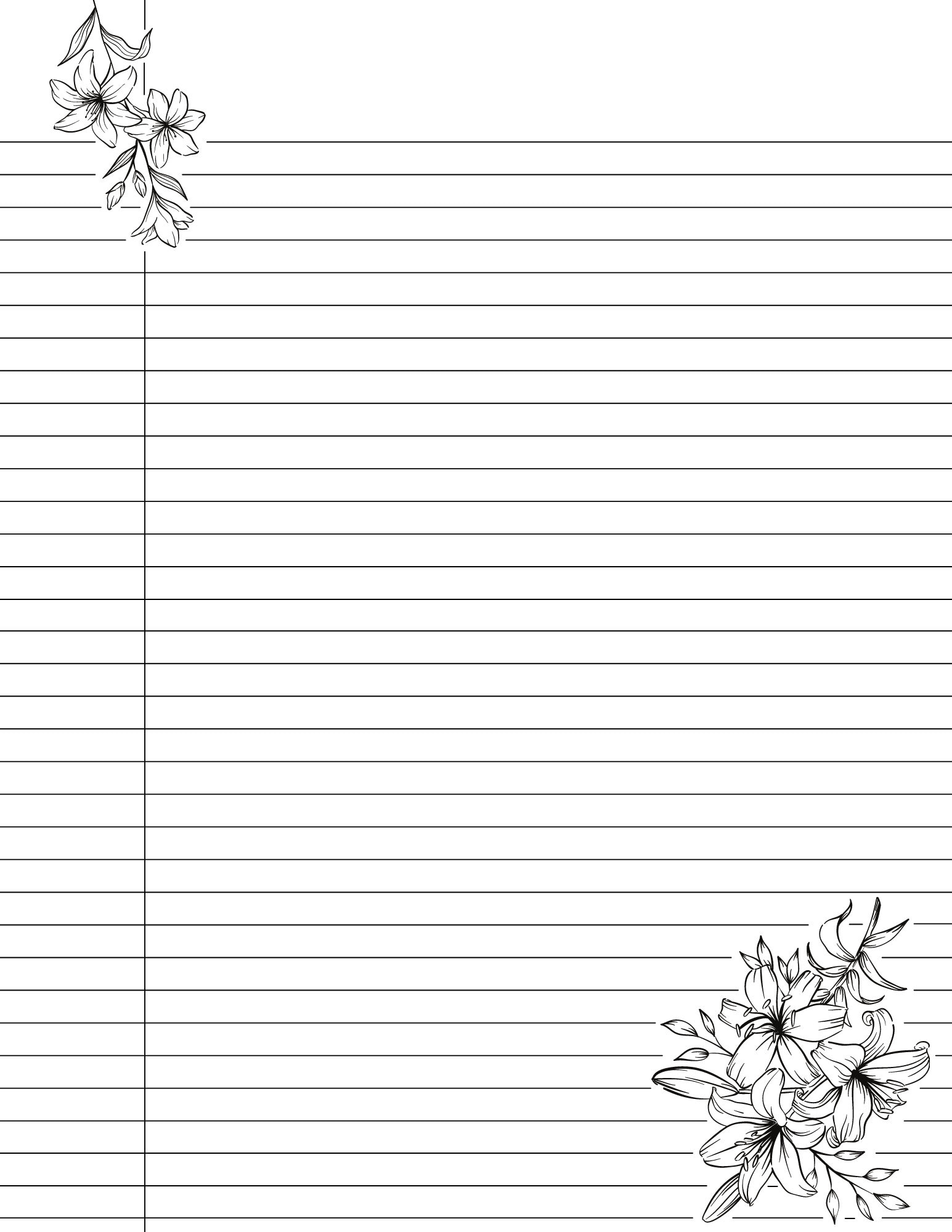 Cute Printable College Ruled Lined Notebook Paper With Margins for Cute Printable Notebook Paper