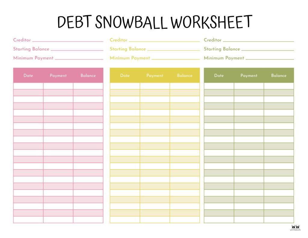 Debt Trackers &amp;amp; Debt Snowball Worksheets - 35 Pages | Printabulls throughout Free Printable Debt Snowball Worksheet