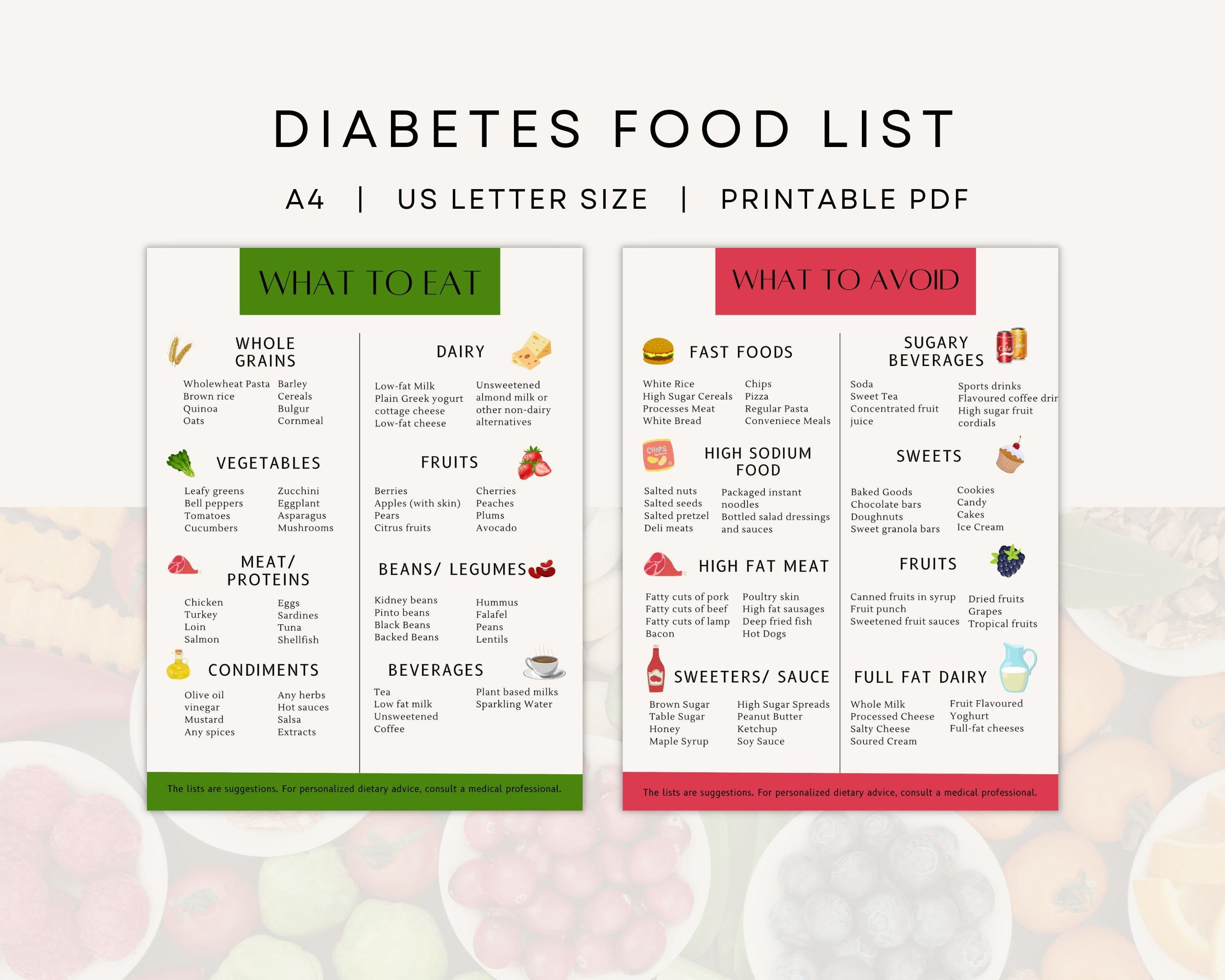 Diabetes Food List, Type 2 Diabetes, Diabetic Food Chart pertaining to Type 2 Diabetes Food List Printable