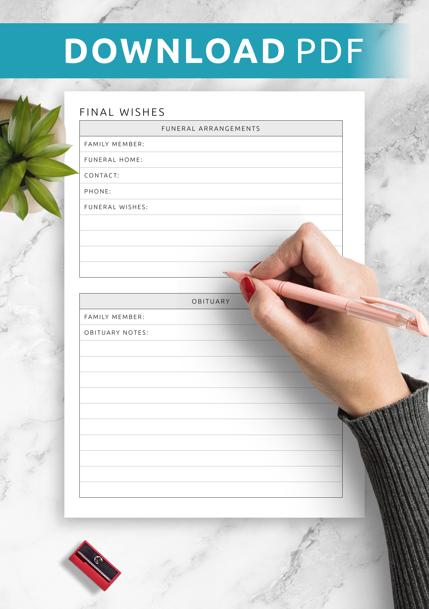 Download Printable Final Wishes Template Pdf regarding Free Printable Final Wishes Planner