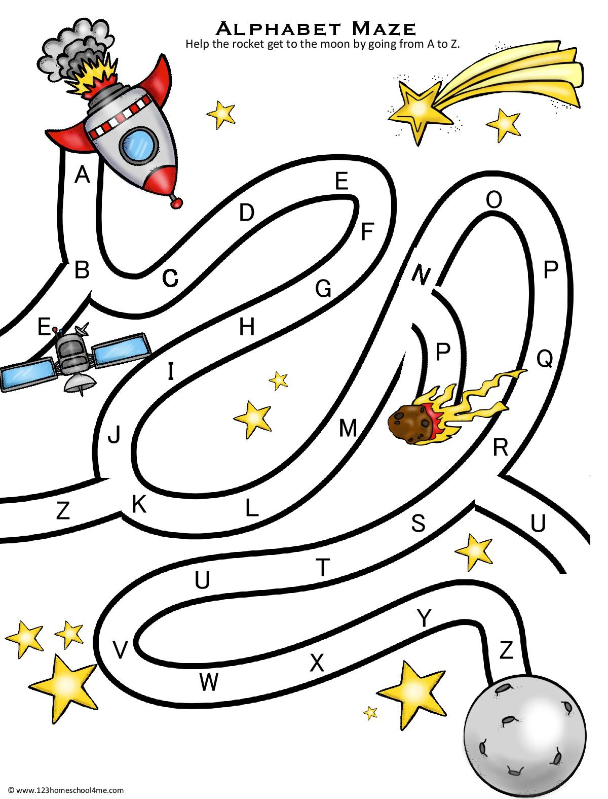 ✏️ Free Printable Abc Alphabet Mazes For Pre-K And Kindergarten in Printable Mazes For 4 Year Olds