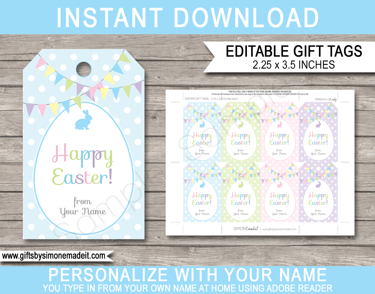 Easter Gift Tags with Free Printable Easter Gift Tags