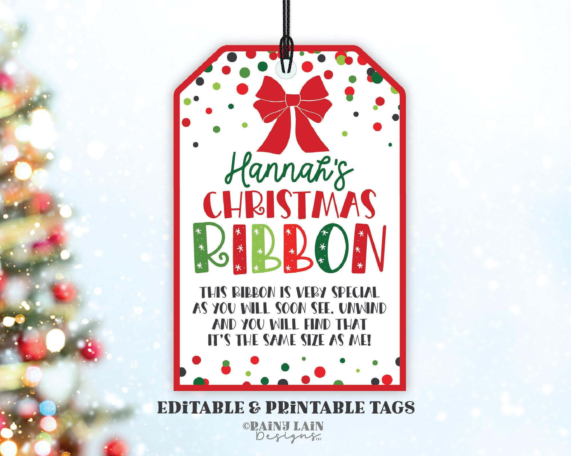 Editable Christmas Ribbon Ornament Tag Template, Height Ribbon in This Ribbon Is Very Special Ornament Printable