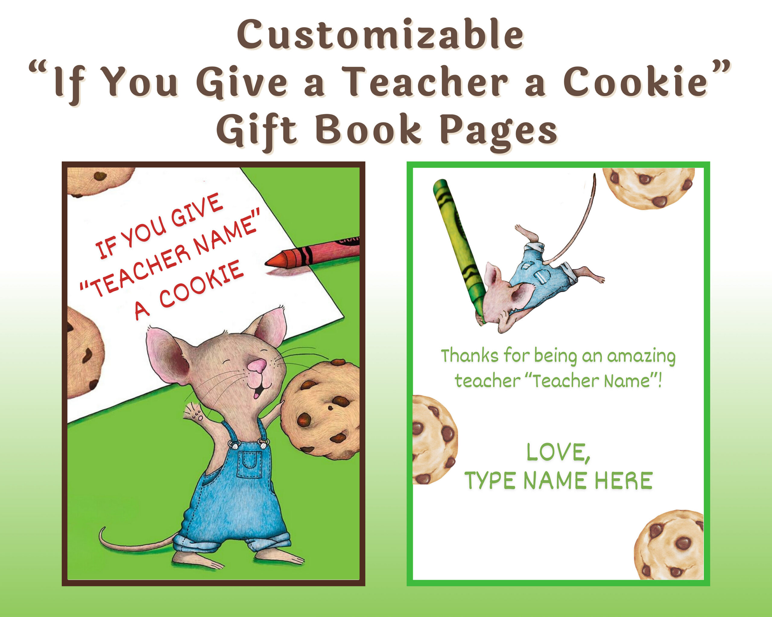 Editable If You Give A Teacher A Cookie Gift Book Cute Gift For within If You Give A Teacher A Cookie Printable Book