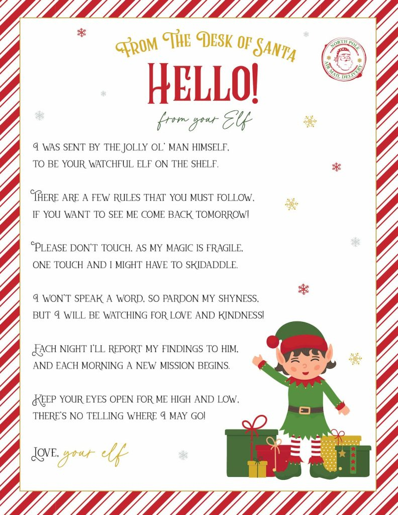 Elf On The Shelf Arrival And Goodbye Letters, Free Printable Set with regard to Elf on Shelf Arrival Letter Printable