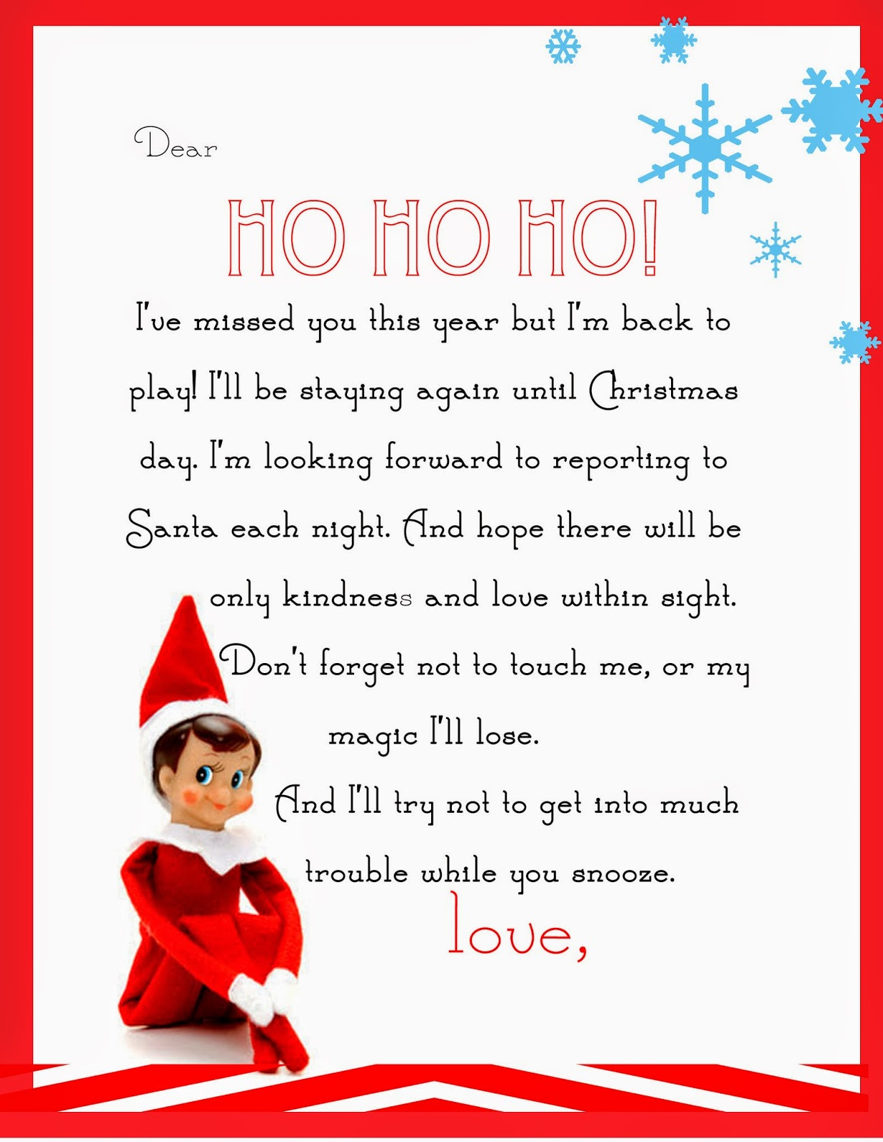 Elf On The Shelf Letter {Free Printable} within Free Printable Elf on the Shelf Letter