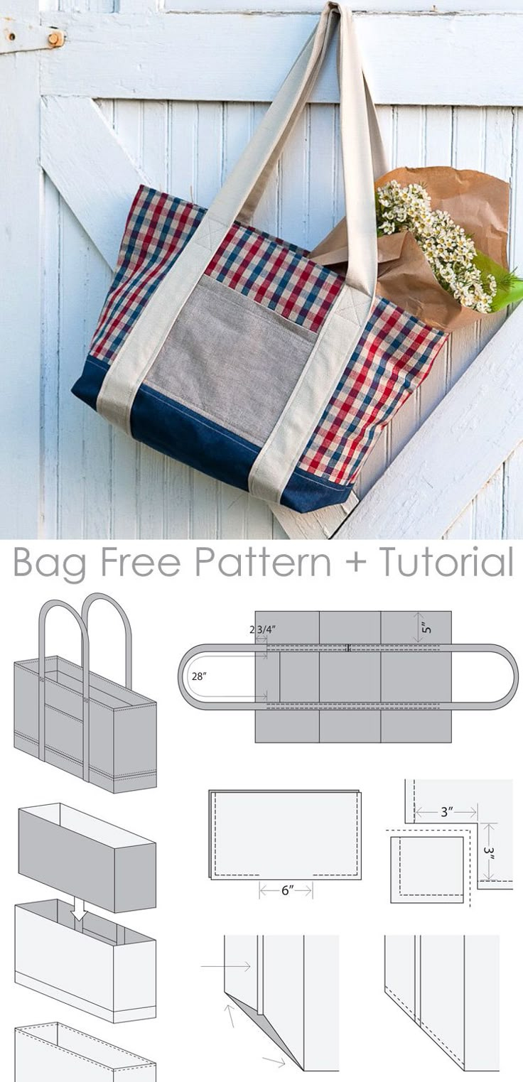 Farmers Market Tote Bag Tutorial for Printable Tote Bag Pattern Template