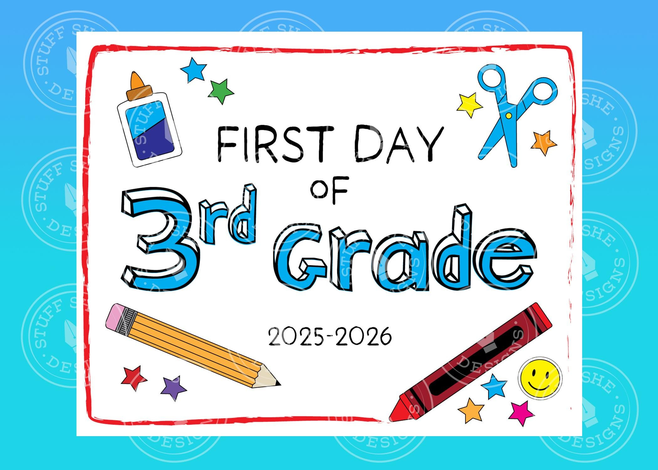 First Day Of Third Grade 2025-2026 Printable Sign Instant Download regarding First Day Of Third Grade Printable
