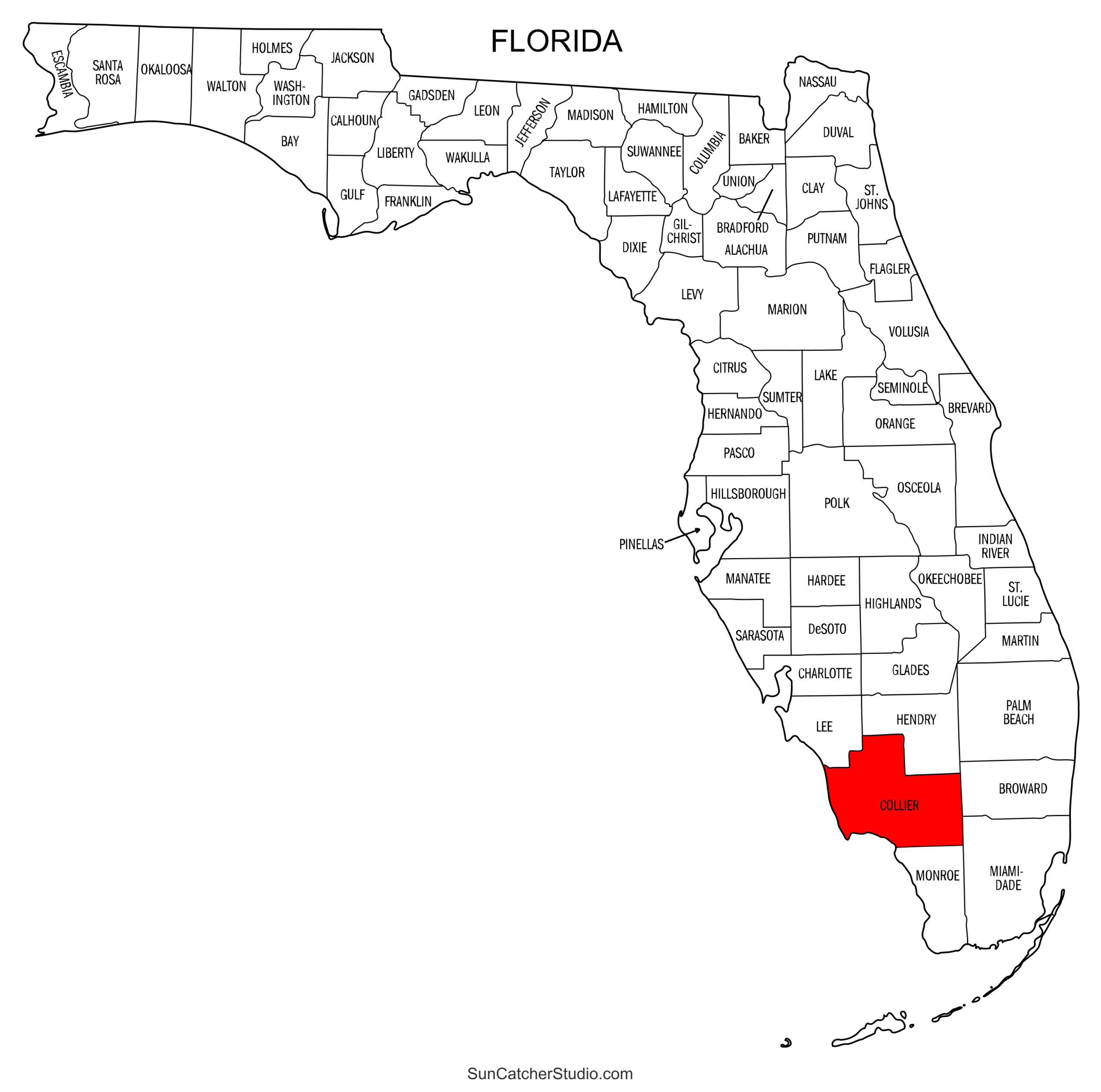 Florida County Map (Printable State Map With County Lines) – Free for Florida Map By County Printable