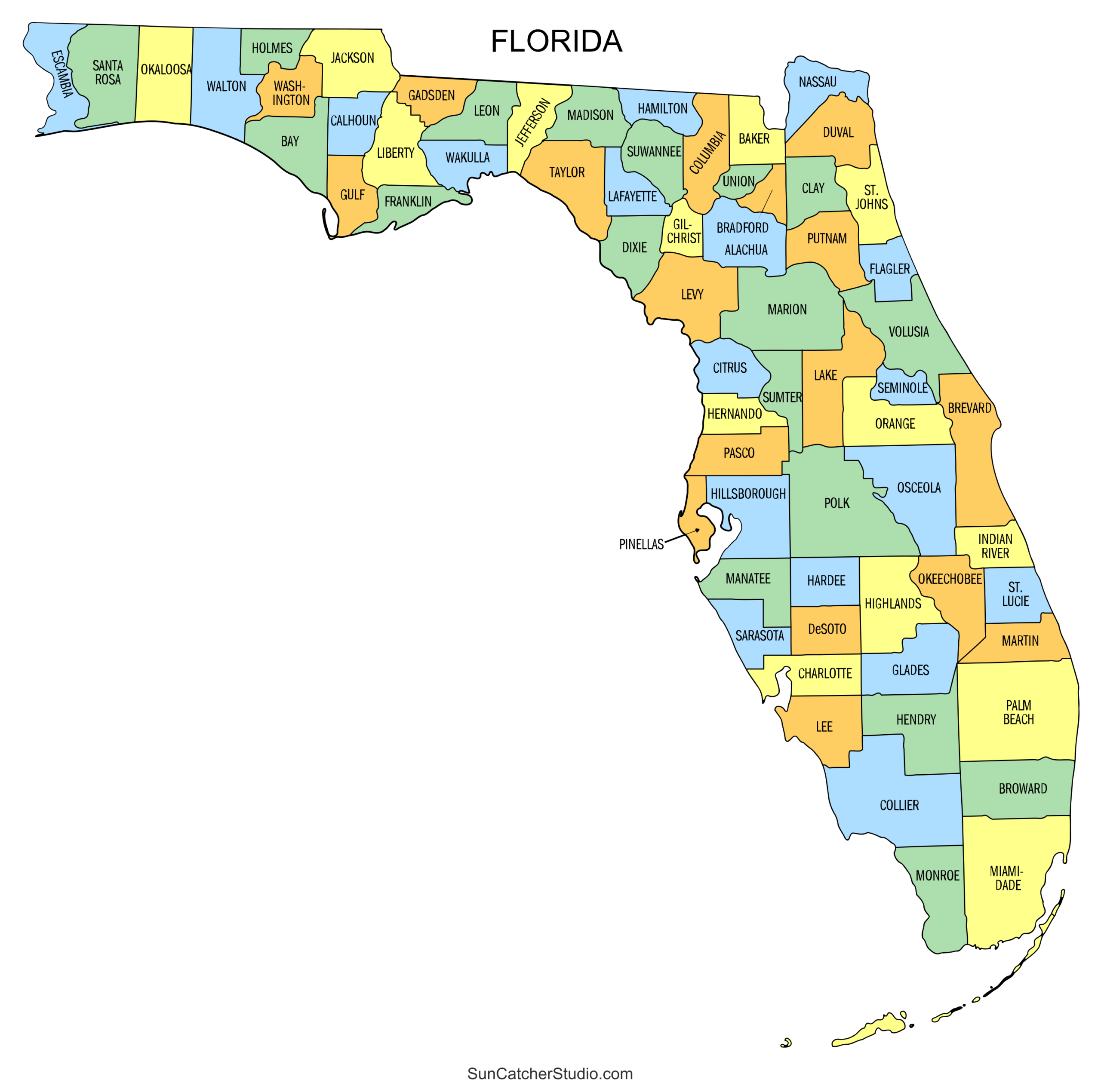 Florida County Map (Printable State Map With County Lines) – Free within Florida Map By County Printable
