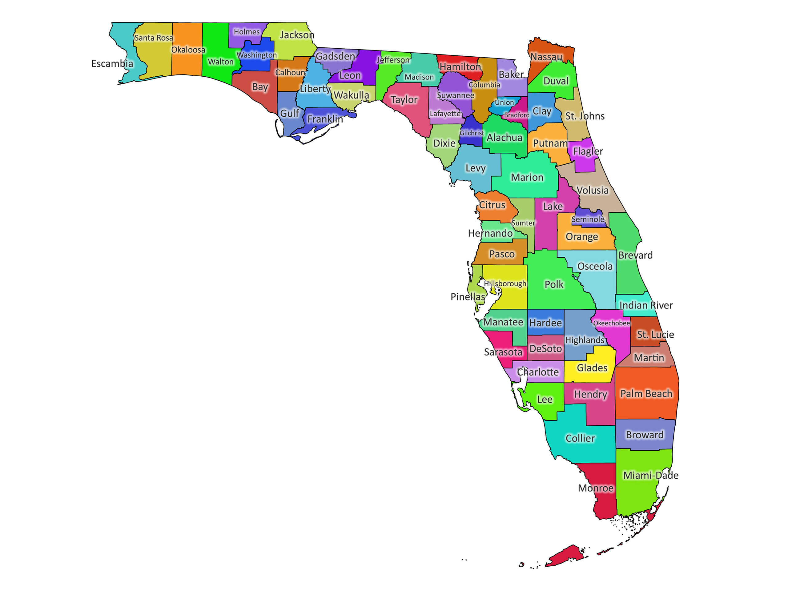 Florida Labeled Map | Labeled Maps inside Printable Map Of Florida Cities