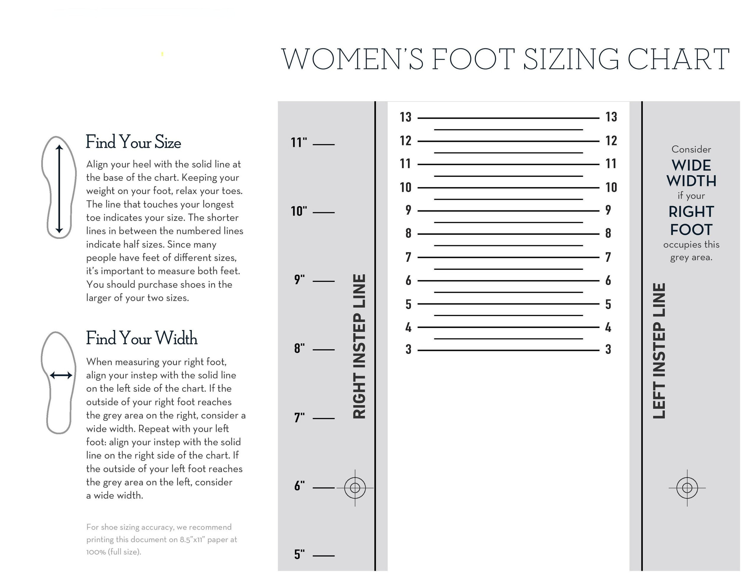 Foot Size Chart: Women, Men, Kids Shoe Sizes (Digital Download) - Etsy throughout Printable Shoe Size Chart For Adults