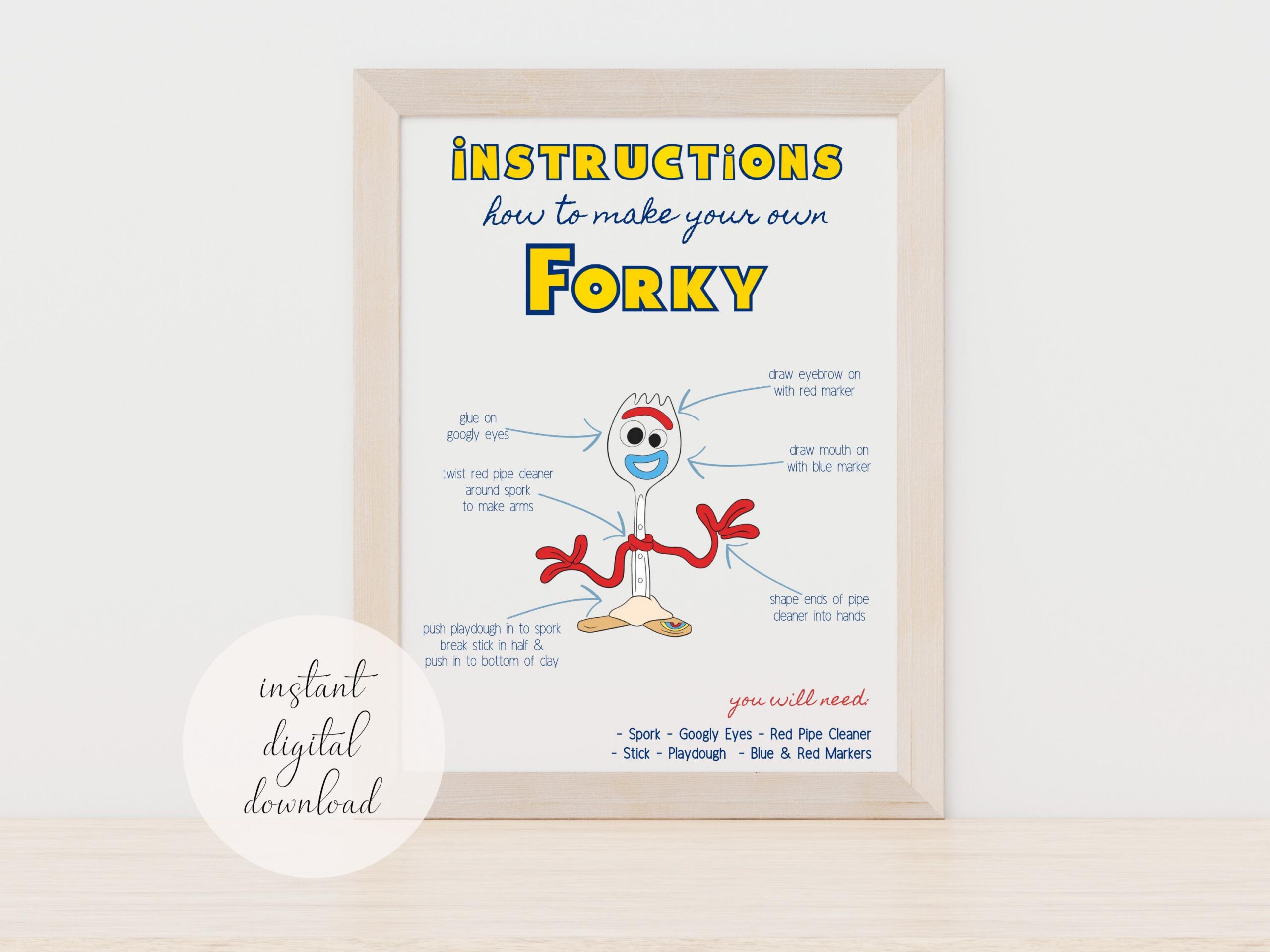 Forky Diy Instruction Guide - Toy Story Party Activity (Digital throughout Make Your Own Forky Printable