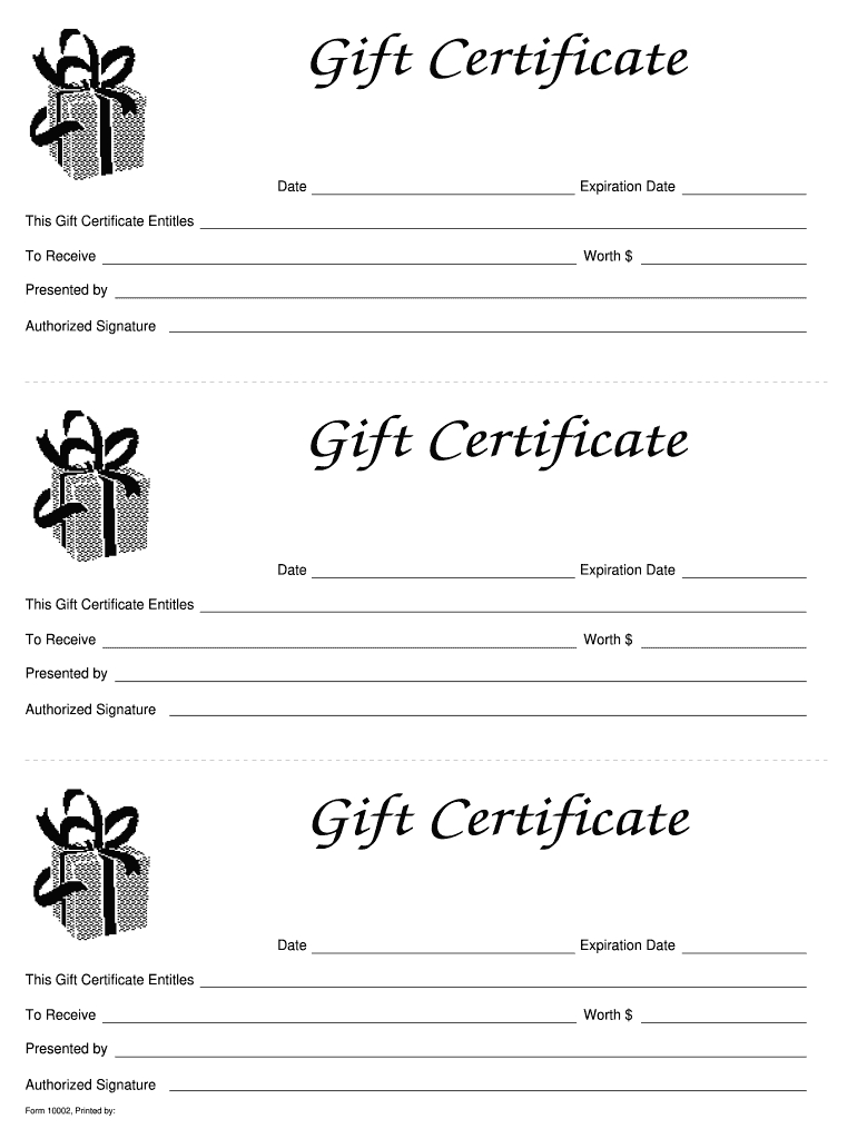 Form 10002 - Fill Online, Printable, Fillable, Blank - Pdffiller within Free Printable Gift Certificate Template Word