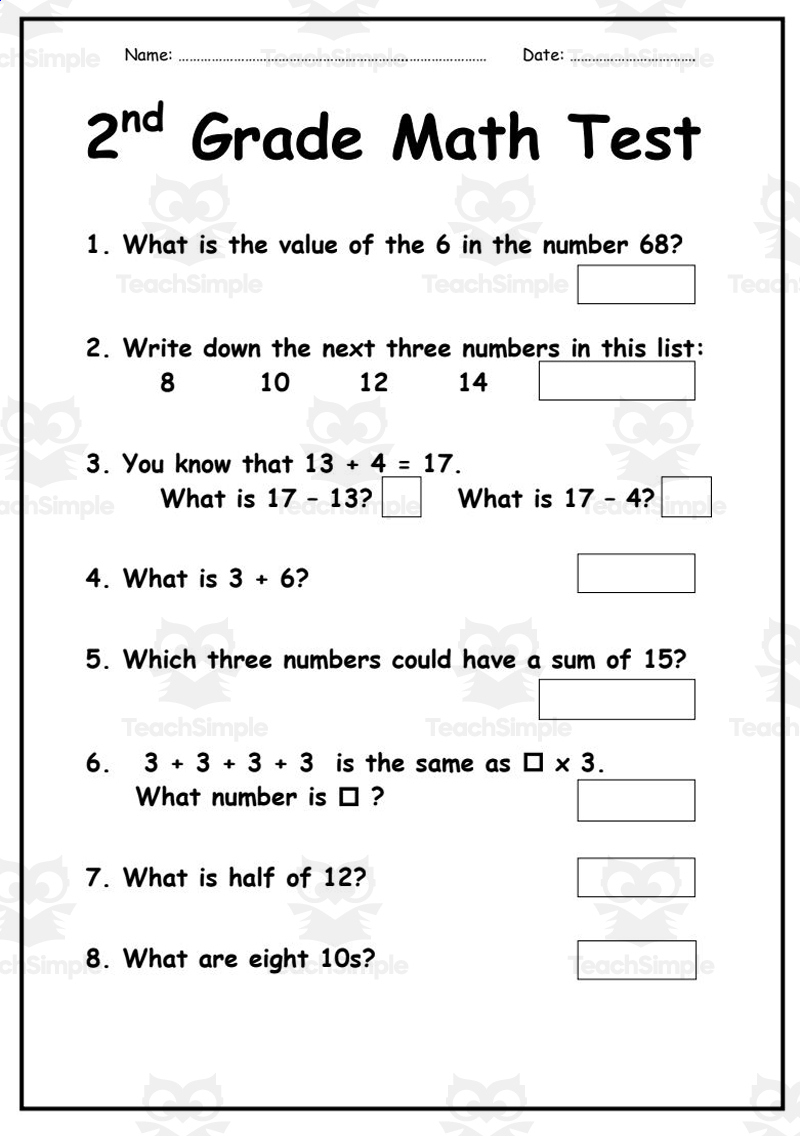 Free 2 Grade Assessment, Download Free 2 Grade Assessment Png for 2nd Grade Assessment Test Printable