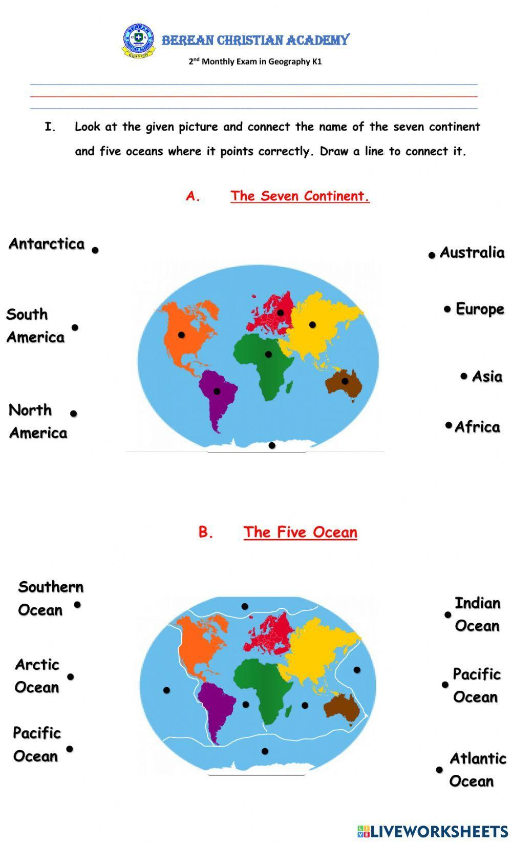 Free 7 Continents And Oceans Worksheet, Download Free 7 Continents with Continents And Oceans Quiz Printable
