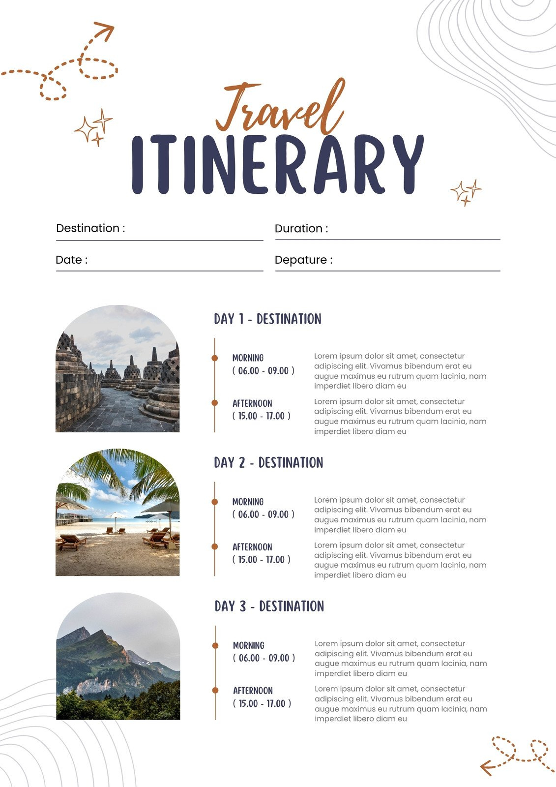 Free And Customizable Itinerary Templates | Canva throughout How to Create a Printable Itinerary