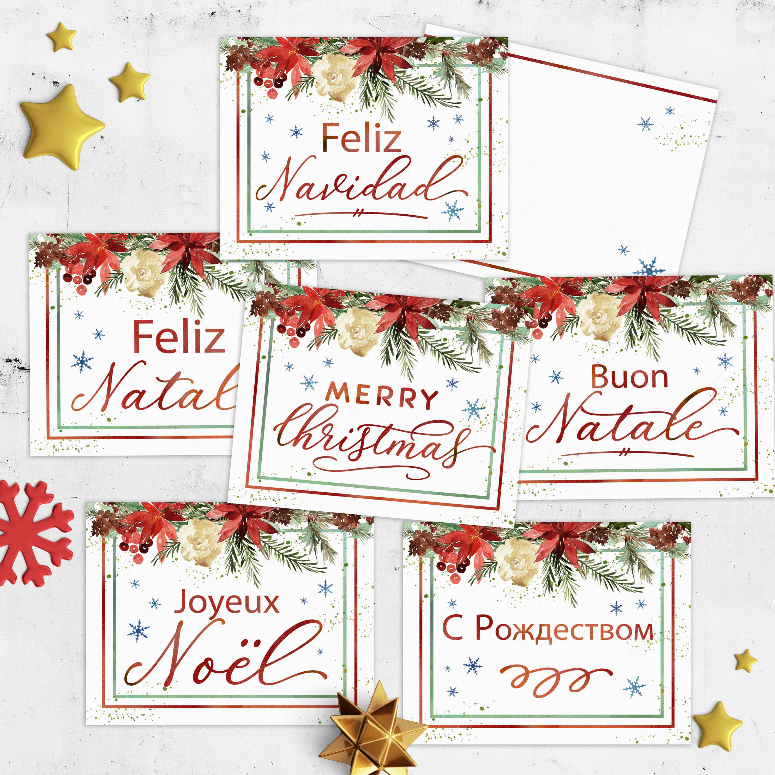 Free Christmas Cards In 6 Languages {English, Spanish, Italian regarding Merry Christmas in Different Languages Printable