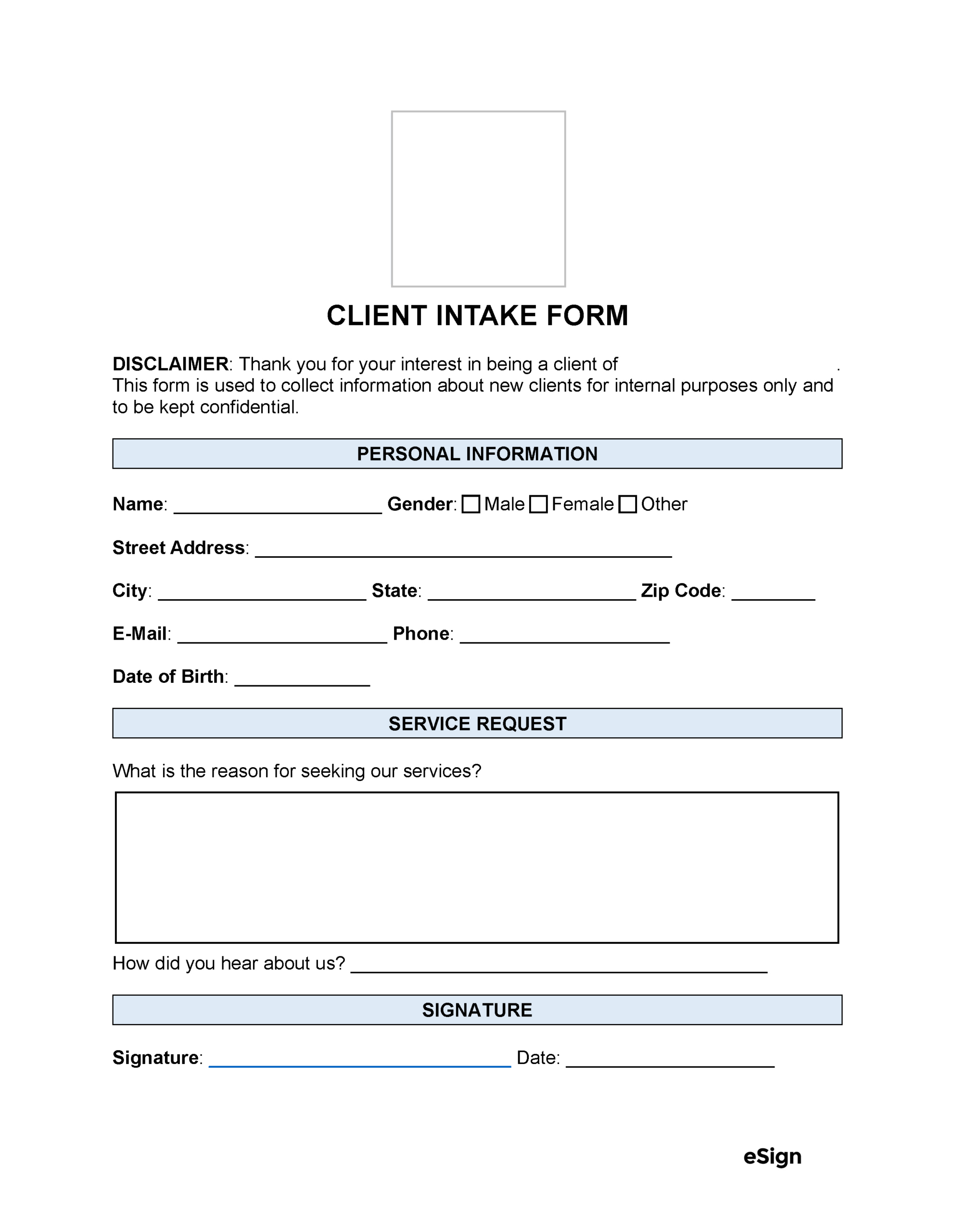 Free Client Intake Forms (35) | Pdf | Word for Printable Client Intake Form Template