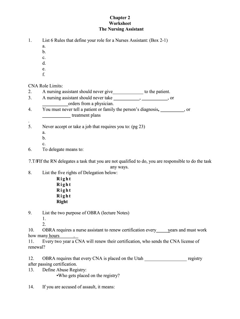 Free Cna Practice Test With Answers Pdf: Fill Out & Sign Online regarding Free Printable Cna Study Guide
