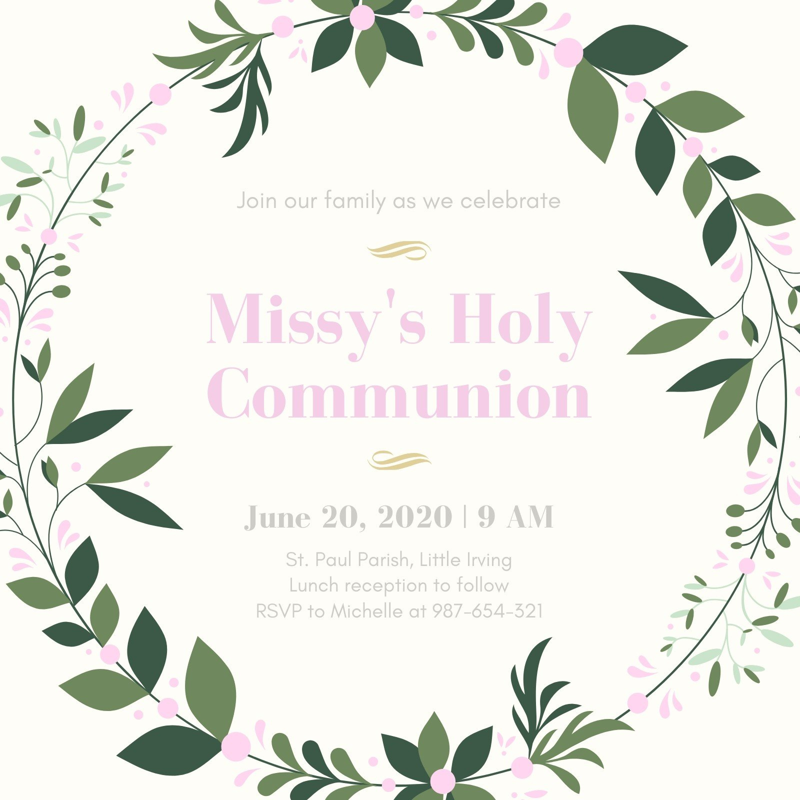 Free Custom Printable First Communion Invitation Templates | Canva for Printable First Holy Communion Invitations
