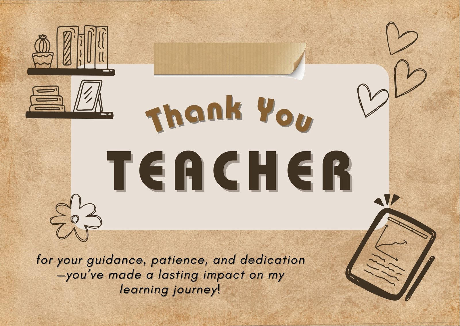 Free Custom Printable Teacher Thank You Card Templates | Canva inside Thank You Printable Cards For Teachers