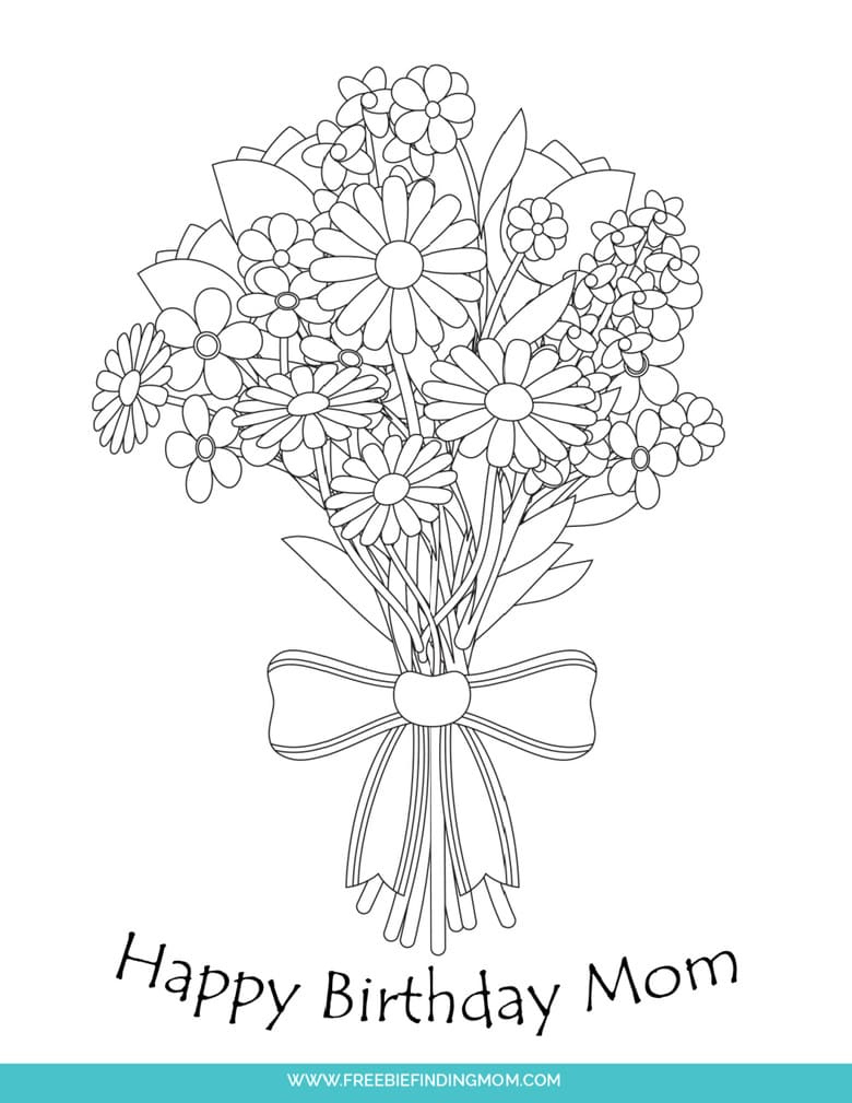 Free Cute Happy Birthday Mom Shapes Coloring Pages Printable regarding Happy Birthday Mom Printable Card