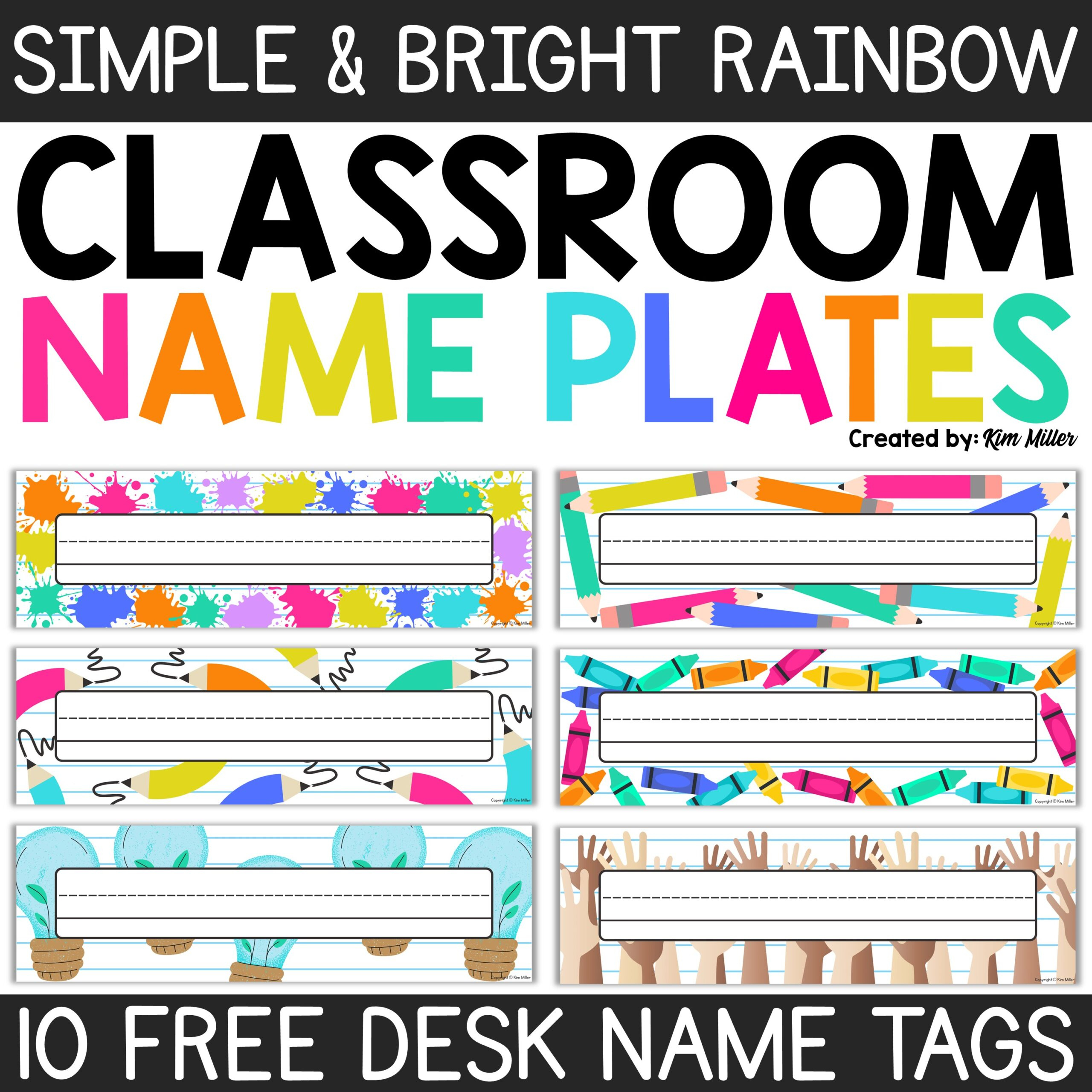 Free Desk Name Tags Bright Rainbow Classroom Decor Student Desk throughout Name Tags For Desks Printable