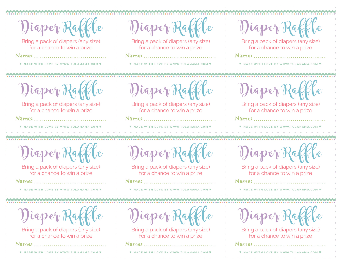 Free, Easy To Print Diaper Raffle Tickets - Tulamama regarding Printable Diaper Raffle Tickets Free