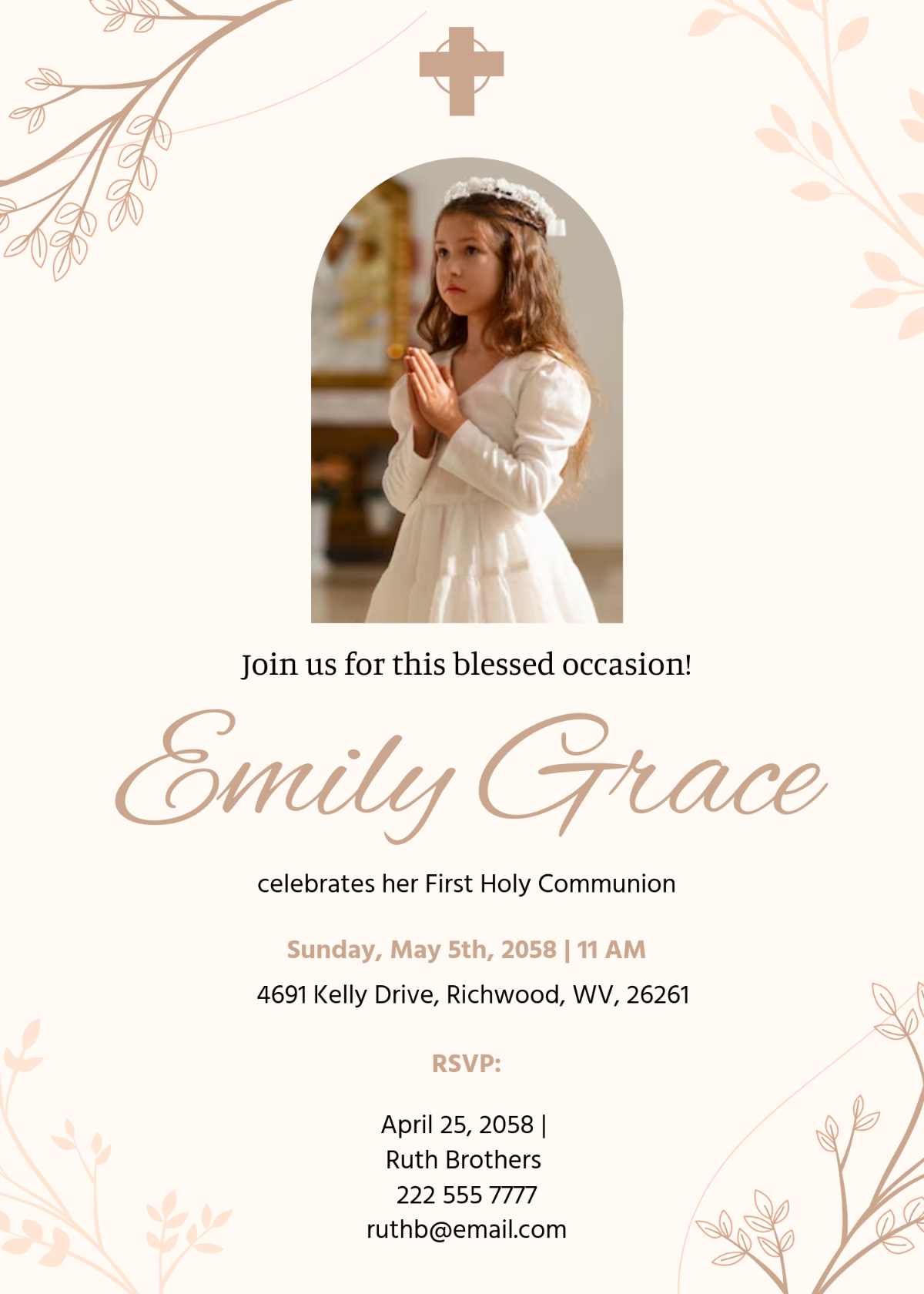 Free First Communion Invitation Templates, Editable And Printable within Printable First Holy Communion Invitations