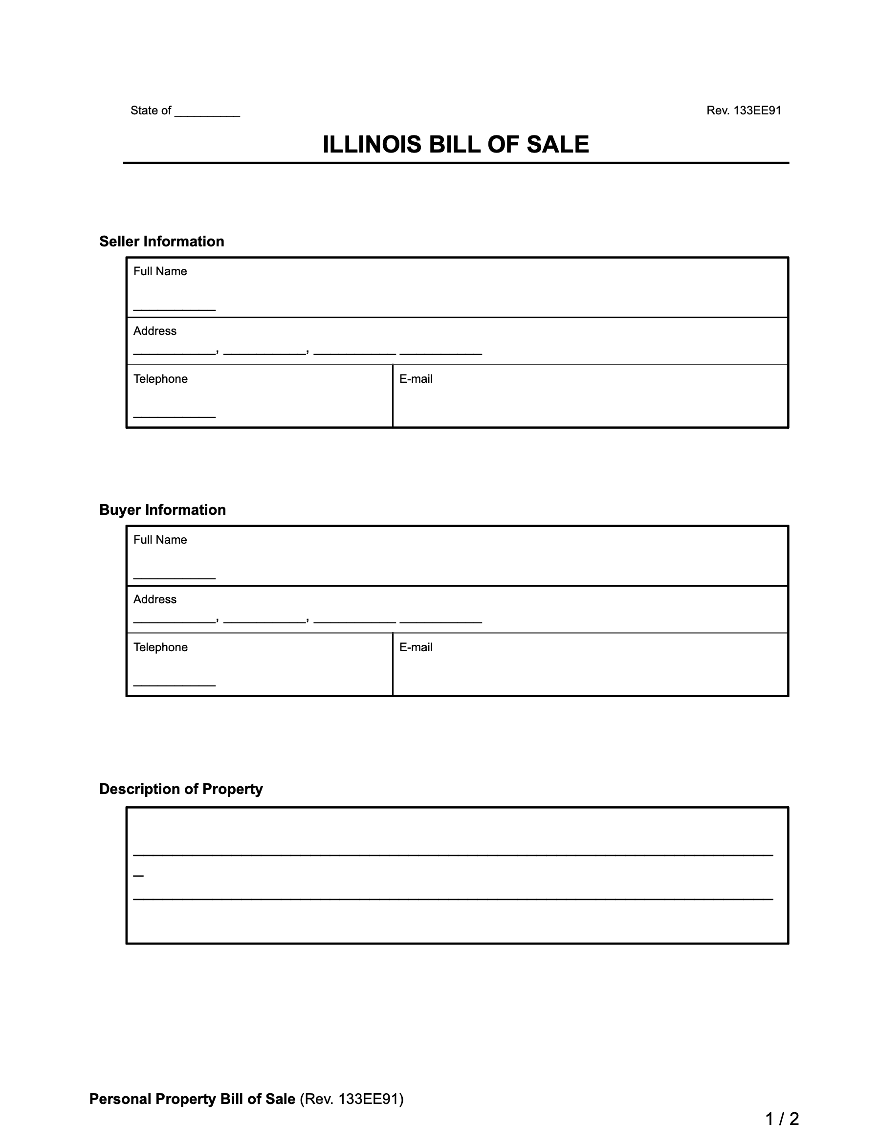 Free Illinois Bill Of Sale Forms - Pdf &amp;amp; Word | Legal Templates with Printable Bill of Sale For Car Illinois