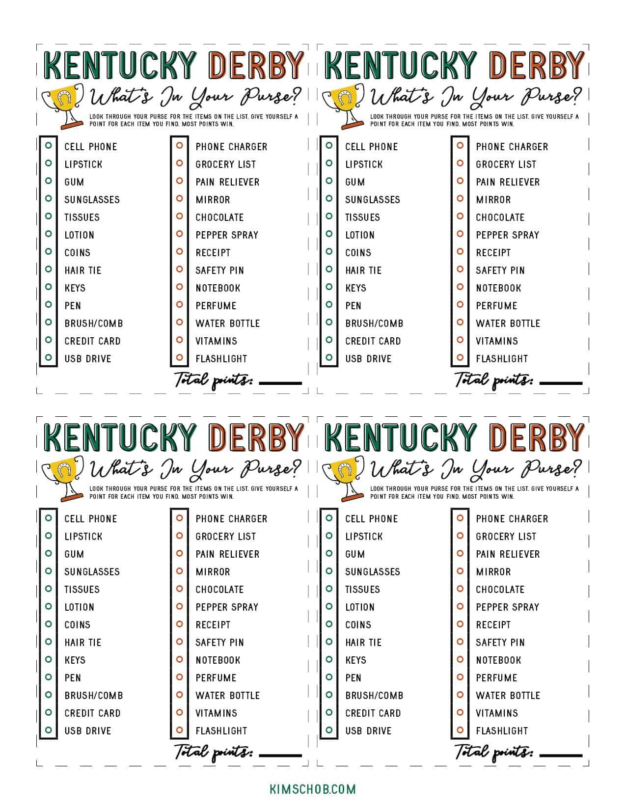 Free Kentucky Derby Printable Games - Kim Schob in Kentucky Derby Race Form Printable