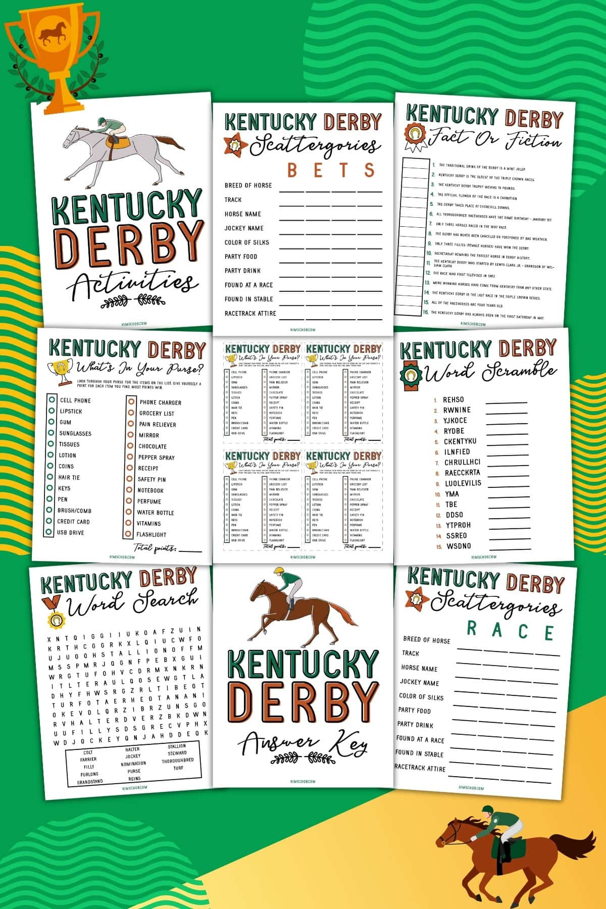 Free Kentucky Derby Printable Games - Kim Schob pertaining to Kentucky Derby Race Form Printable