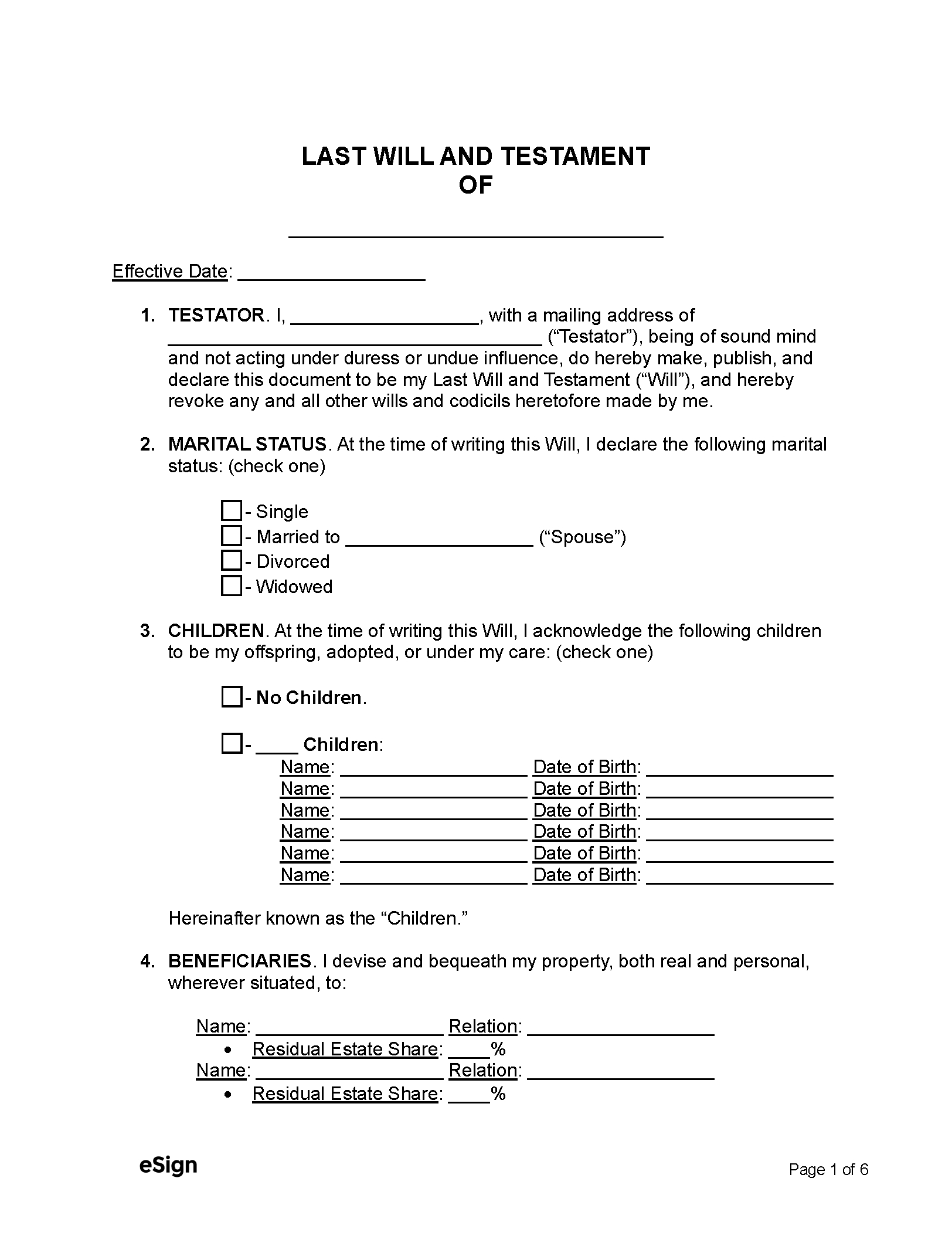 Free Last Will And Testament Template Templates (2) | Pdf | Word pertaining to Printable Last Will Testament Forms