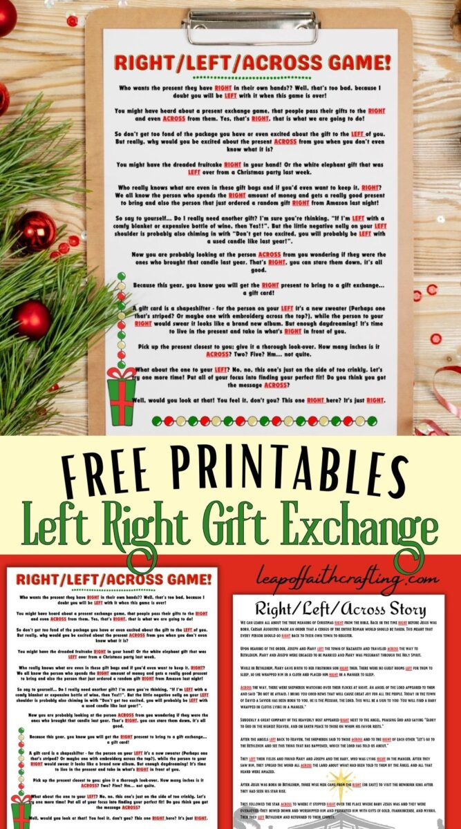 Free Left Right Across Christmas Game Printable (2 Options throughout Right Left Christmas Game Printable