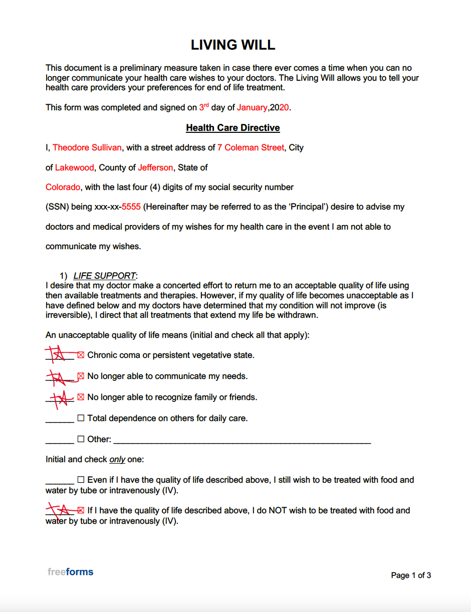 Free Living Will Forms | Pdf | Word intended for Printable Blank Living Will Form