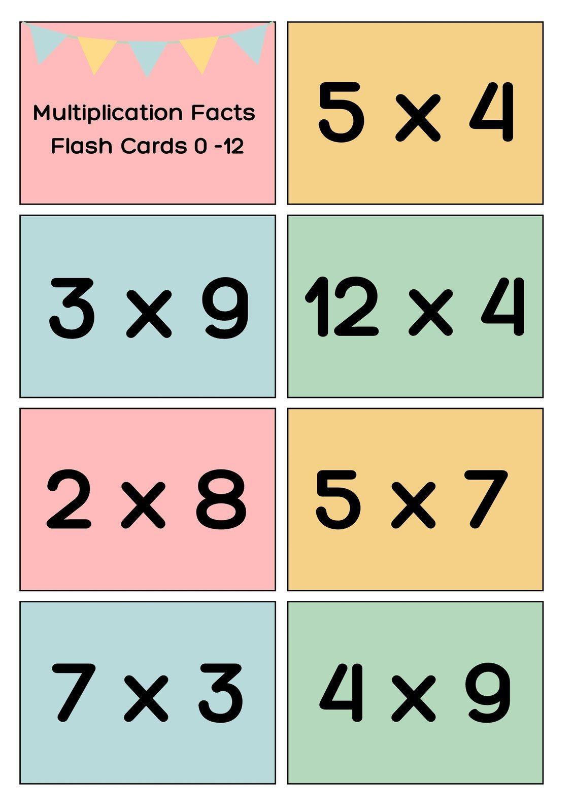 Free Math Flashcard Templates To Edit And Print | Canva within Multiplication Flash Cards Printable Free