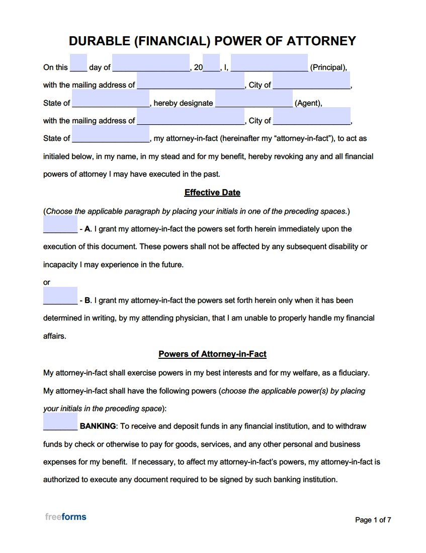 Free Power Of Attorney Forms | Pdf | Word inside Free Printable Power Of Attorney Forms