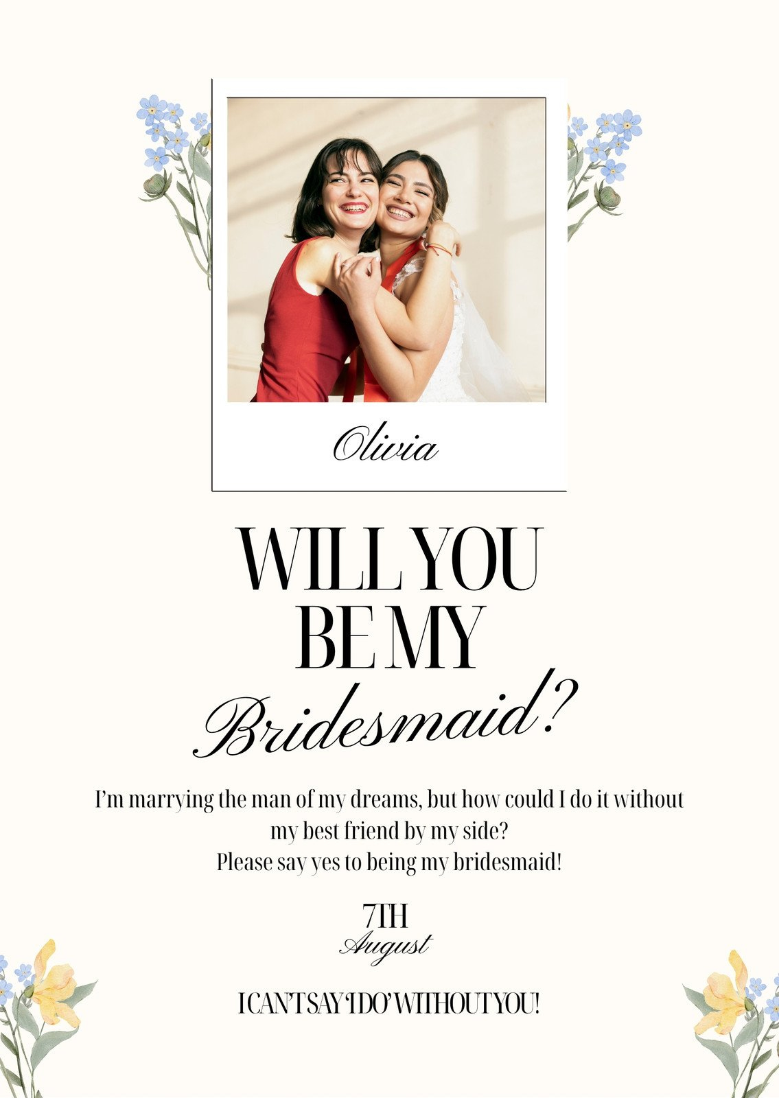 Free Printable Be My Bridesmaid Invitation Templates | Canva regarding Printable Will You Be My Bridesmaid Cards