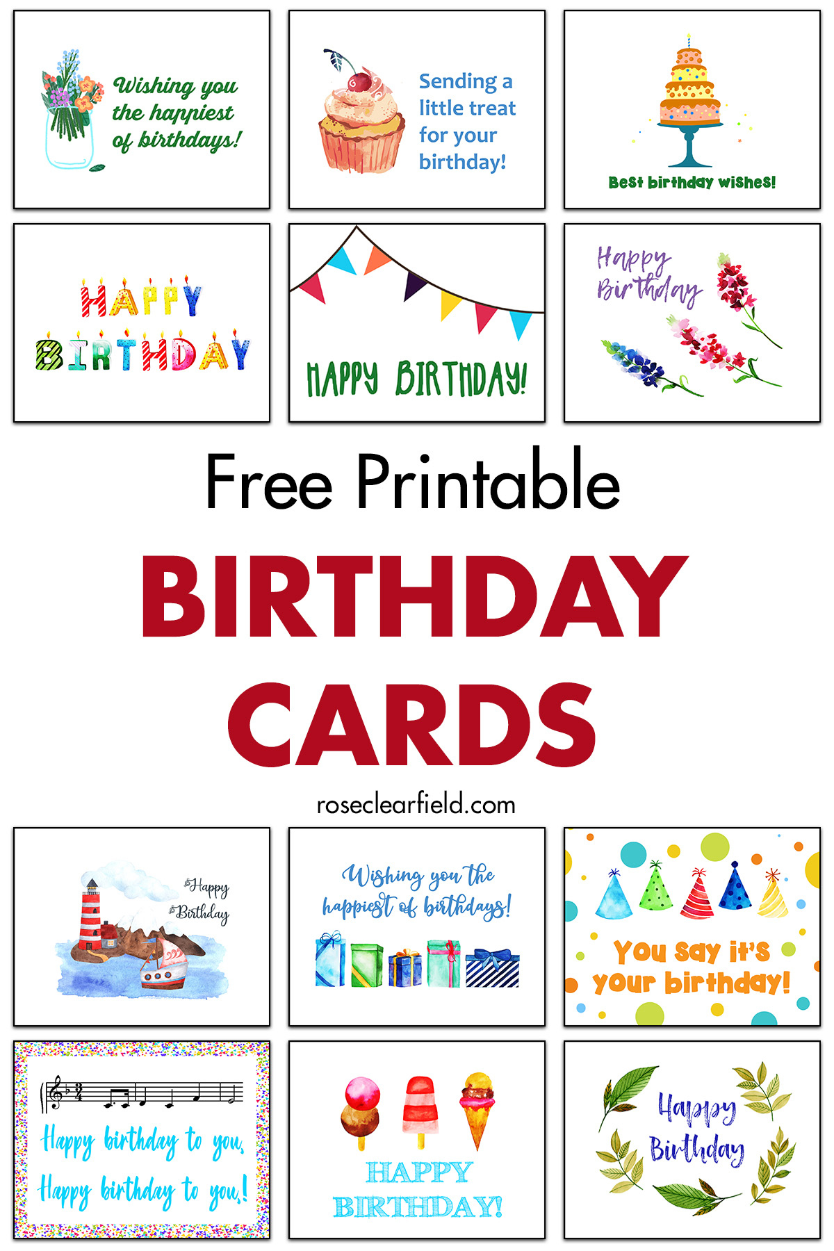 Free Printable Birthday Cards • Rose Clearfield throughout Free Printable Greeting Cards No Sign Up