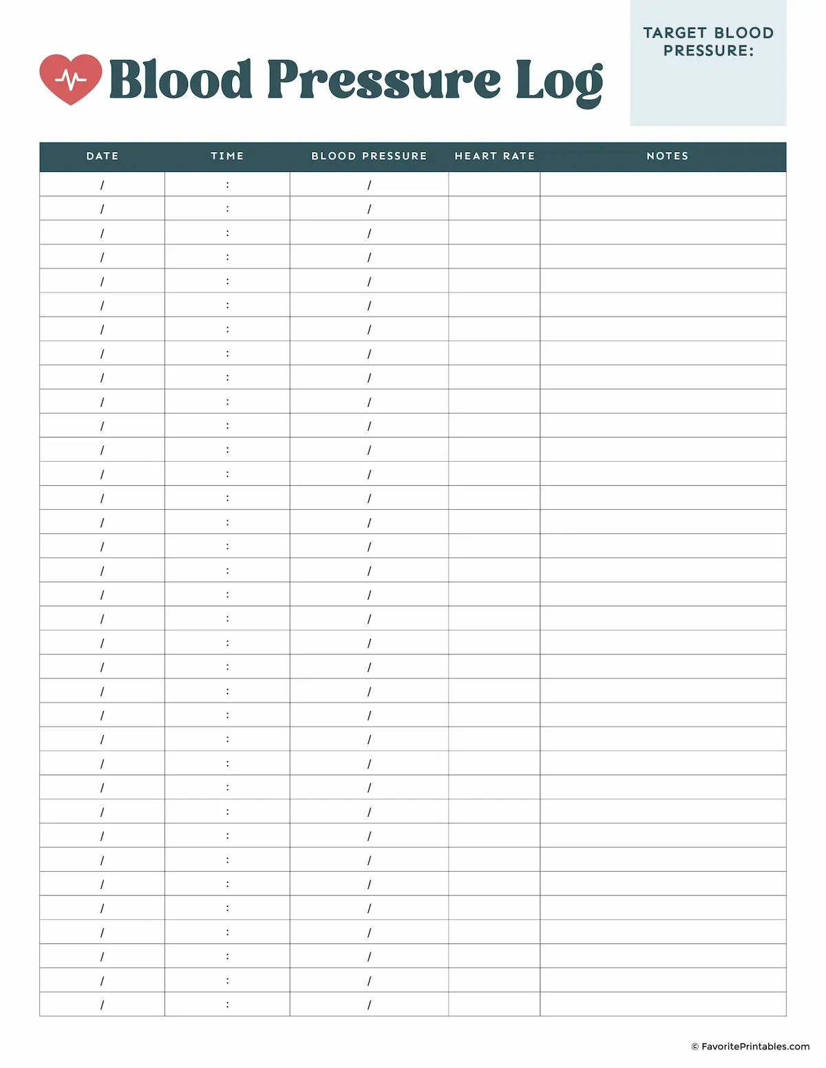 Free Printable Blood Pressure Log - Favorite Printables in Blood Pressure Log Sheet Free Printable