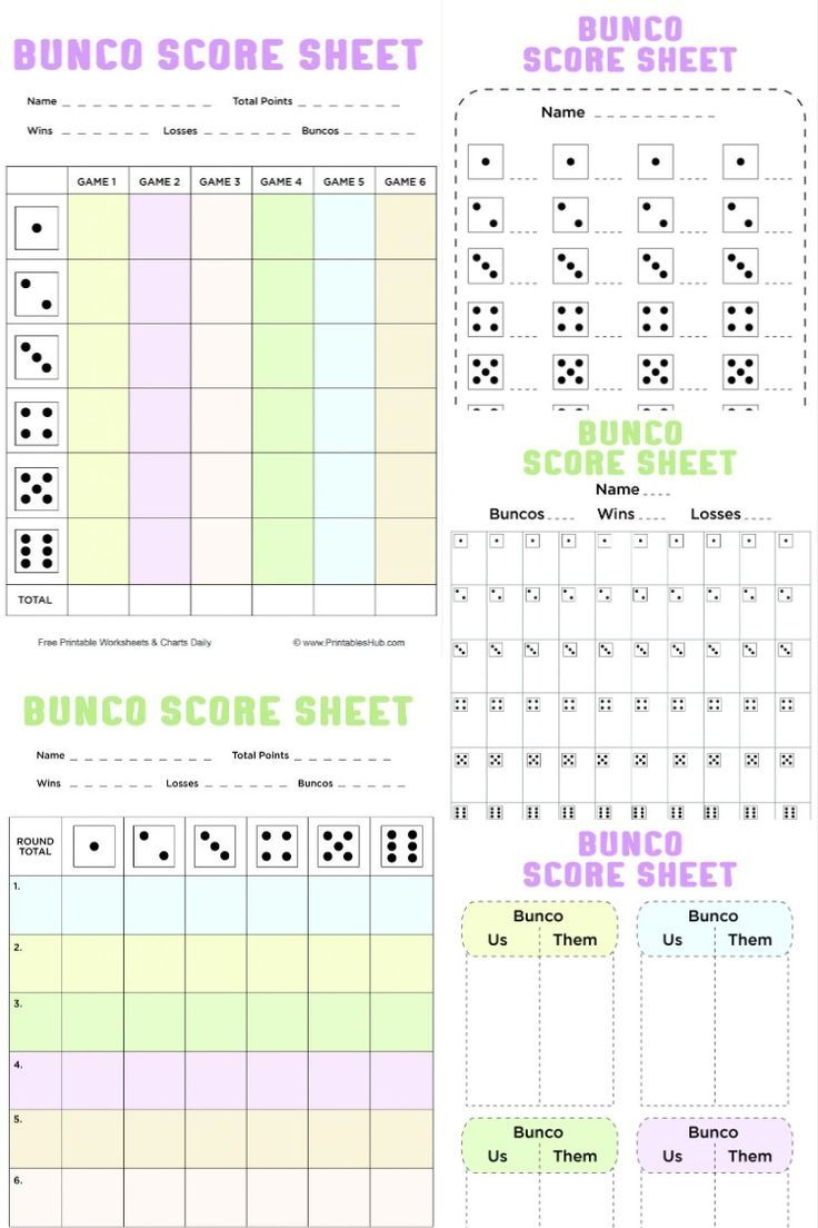 Free Printable Bunco Score Sheets + Table Tally Sheet [Pdf Included] with Free Printable Bunco Table Tally Sheets
