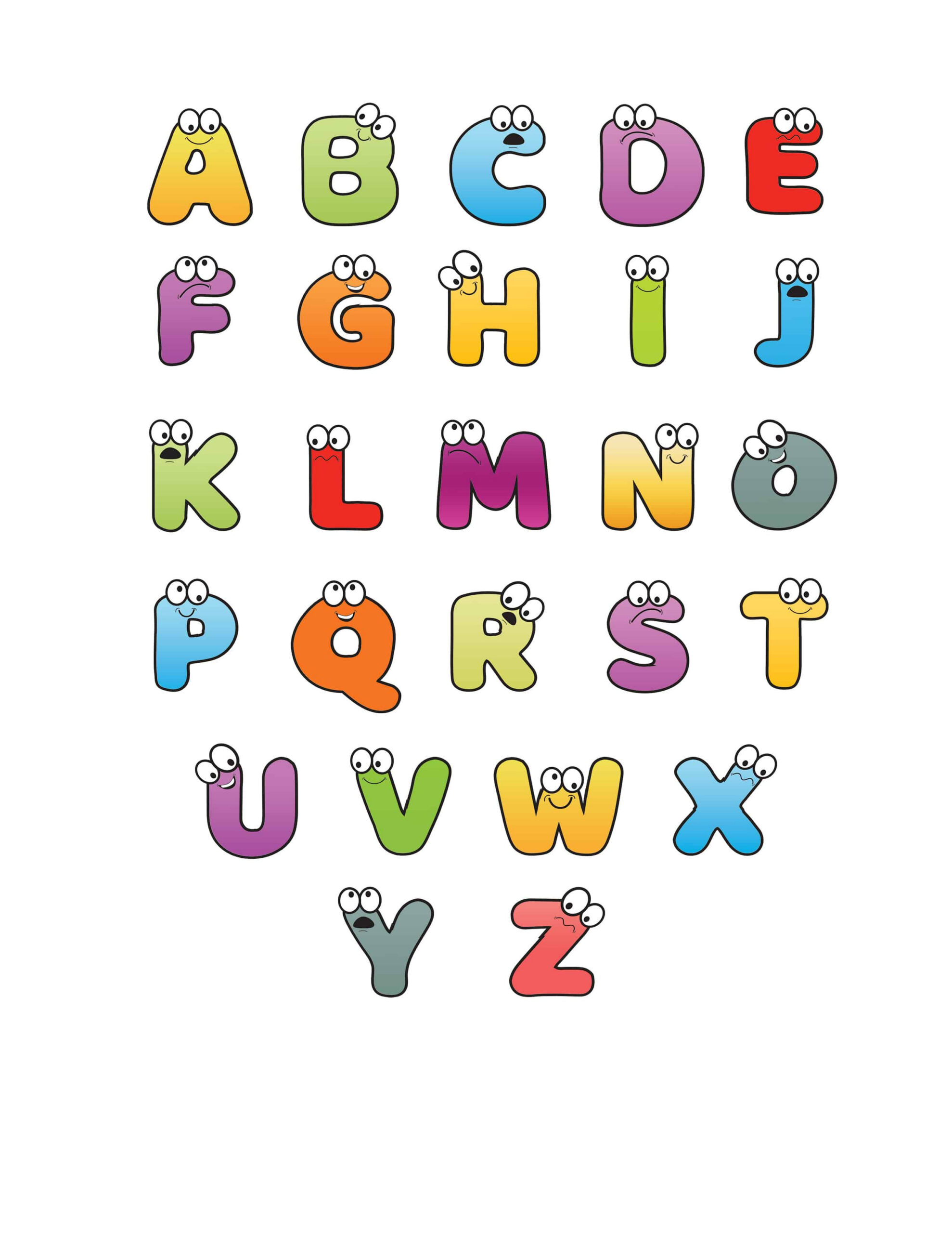 Free Printable Colorful Cartoon Letters Alphabet inside Letters Of The Alphabet Printable